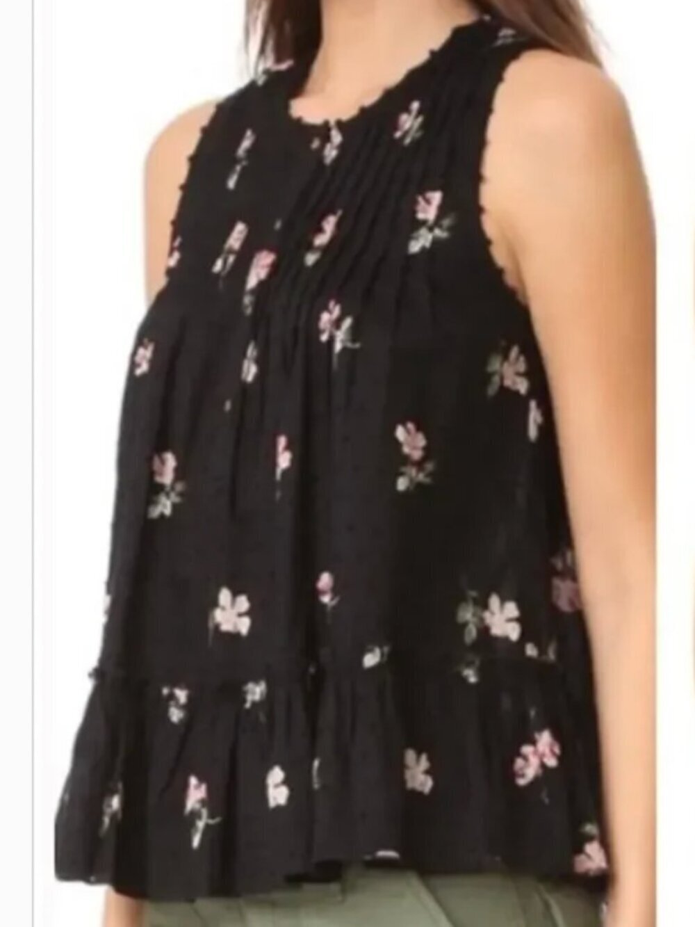Ulla Johnson Boho Cecile Floral Swiss Dot Tank Blouse